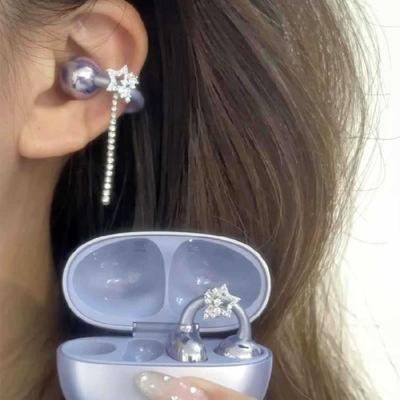 2 шт. Кристальный декор для клипс-наушников с открытым ухом, декоративные аксессуары для наушников, съемный зажим для украшения