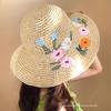 Boho Flower Straw Hat Embroidered Flower Women's Sun Hats Fashion Fisherman Hat  Holiday