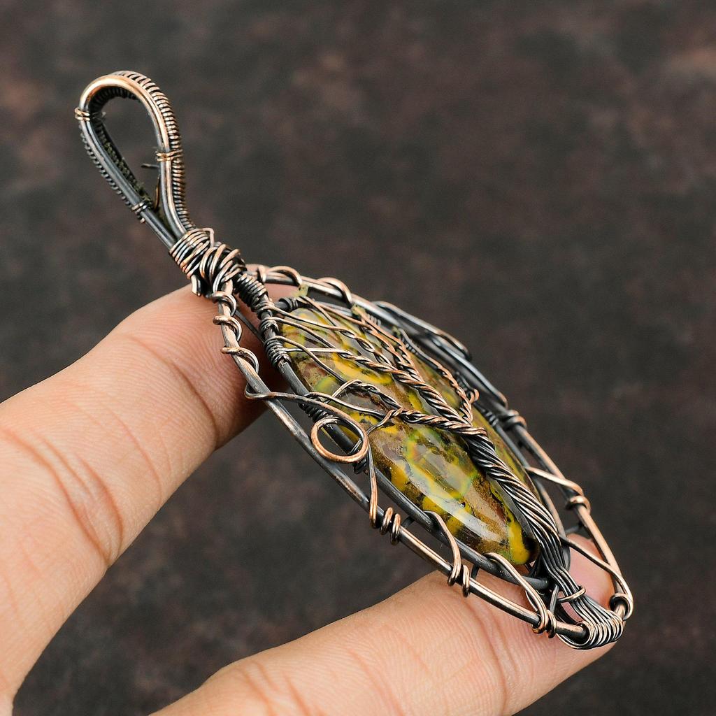 Tree Of Life Fruit Jasper Pendant Copper Wire Wrapped Gemstone Pendant Copper Jewelry For Gift Handmade Stylish Pendant Tree Of Life Jewelry