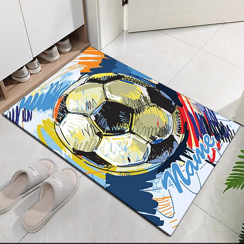 Custom Name Soccer Printed Carpet, for Office Chair Living Room Bedroom Kitchen Room Decor Gifts.