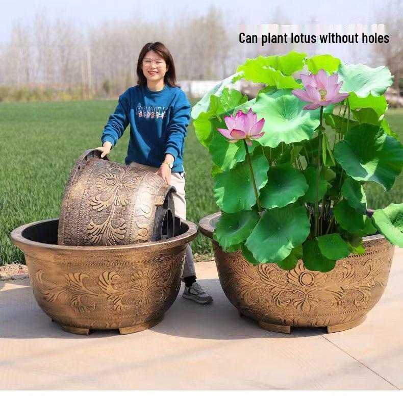 Large Resin Flower Pot for Cycad, Fruit Trees, Lotus, Balcony & Courtyard Planting