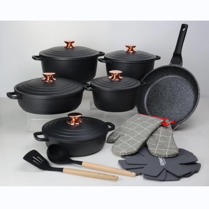 Набор кухонной посуды Donnor из 18 предметов с антипригарным покрытием из маifanского камня с алюминиевыми крышками