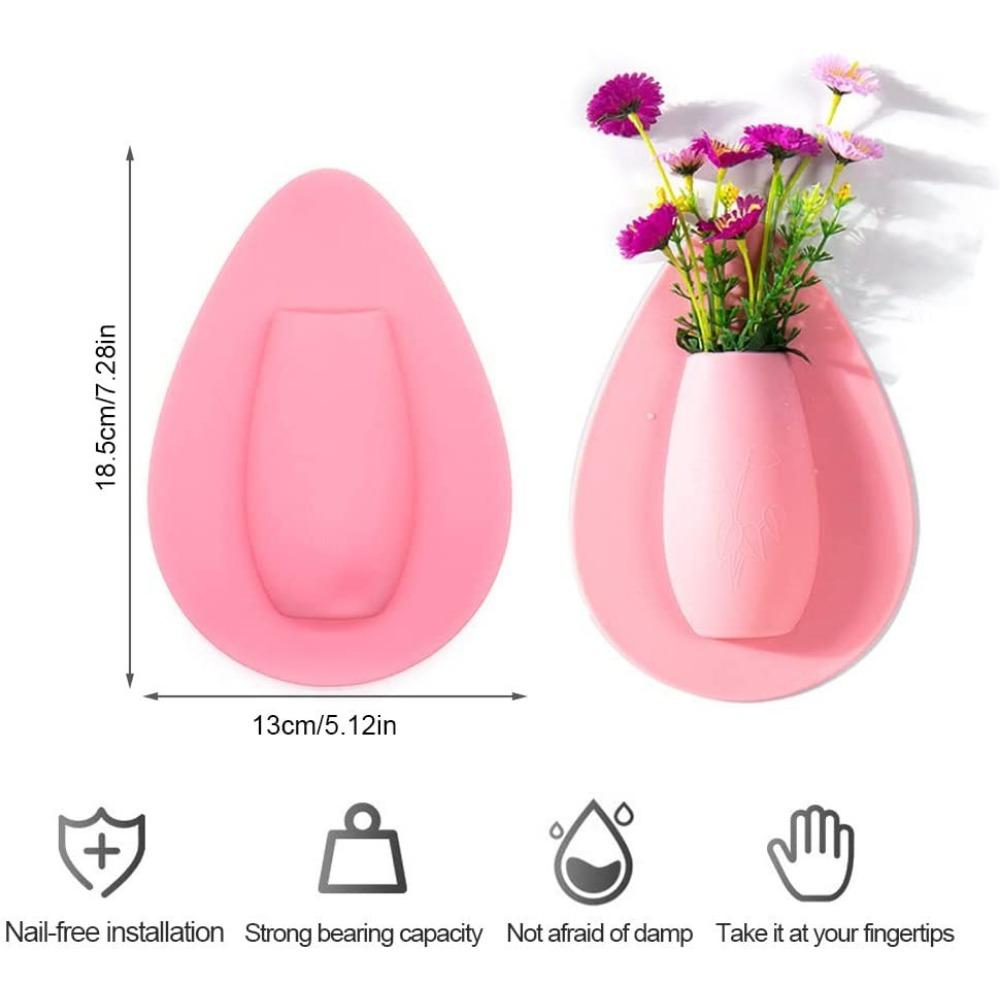 Silicone Flower Vase Self Adhesion Hydroponics Planter Vase Sticker Wall for Glass, Wall, Window, Party,Wedding,Festival,Home,Kitchen, Fridge Door