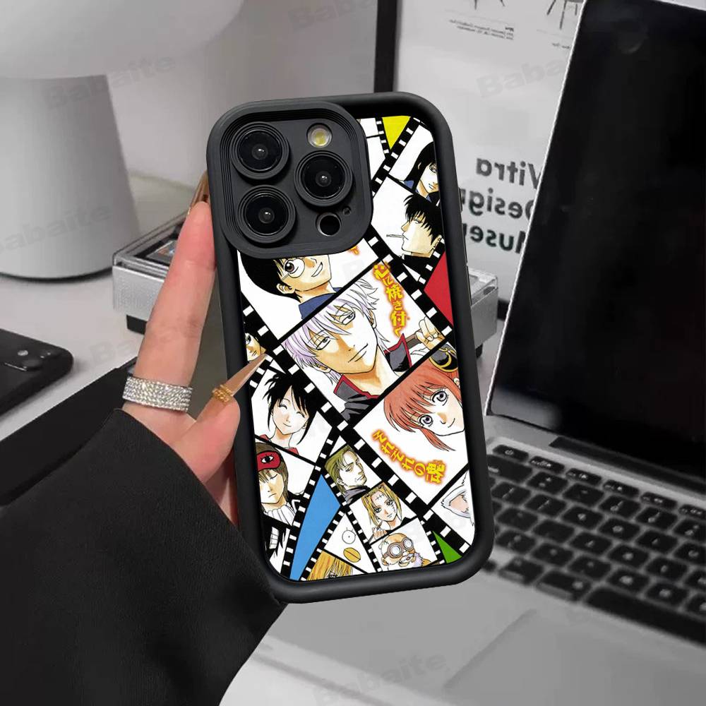 Смешной аниме GINTAMA Силиконовый мягкий чехол для телефона Для IPhone 17 16 15 14 Plus 13 12 Mini 11 Черный чехол
