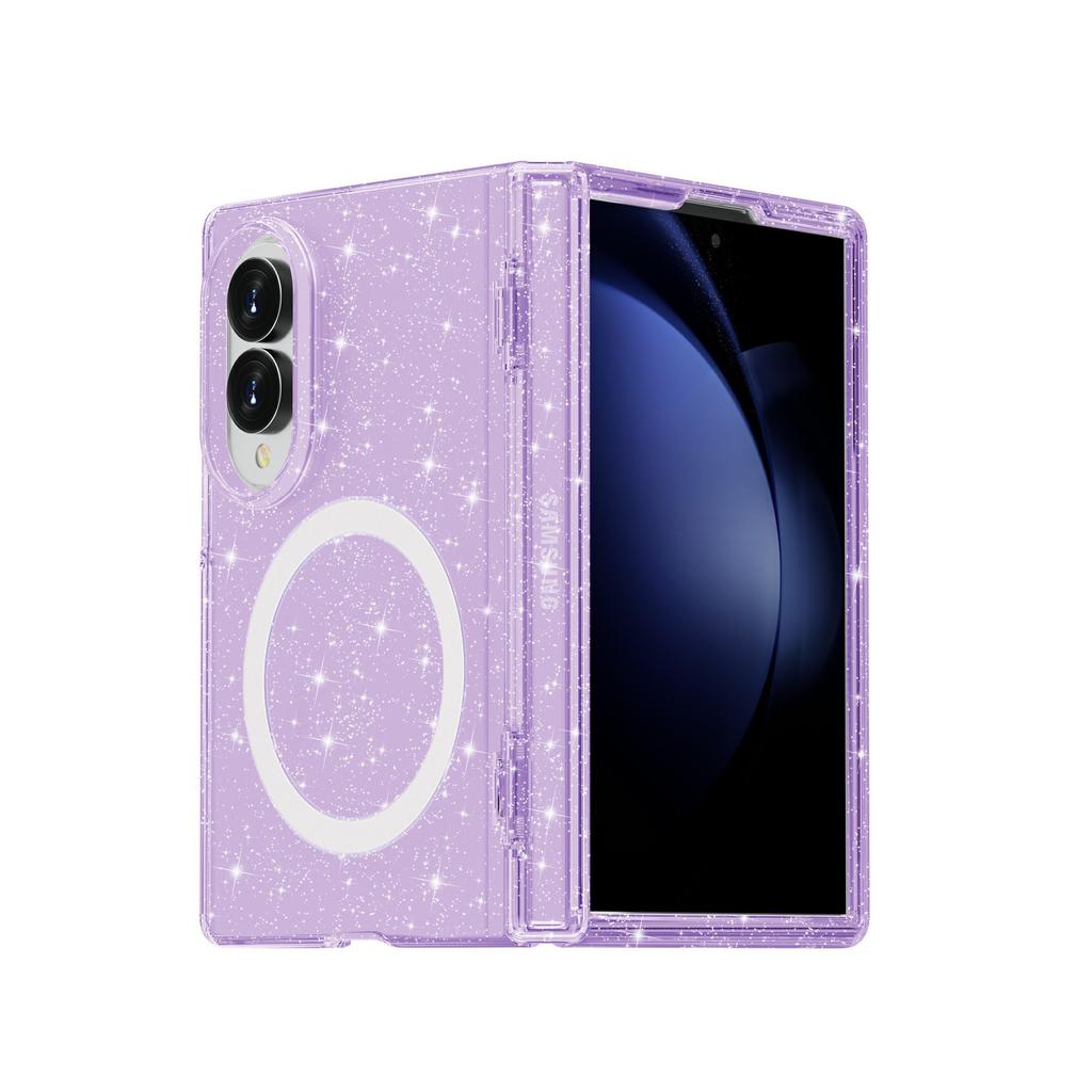 Новый магнитный складной чехол для телефона Samsung Galaxy Z Fold1 Терминатор Прозрачный Твердый чехол с блестками