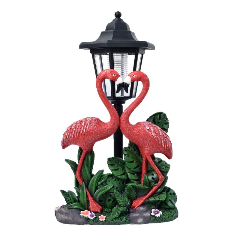 Solar Resin Flamingo Outdoor Sculpture Lantern Christmas Garden Path Light Home Decor Ornament Courtyard Lighting