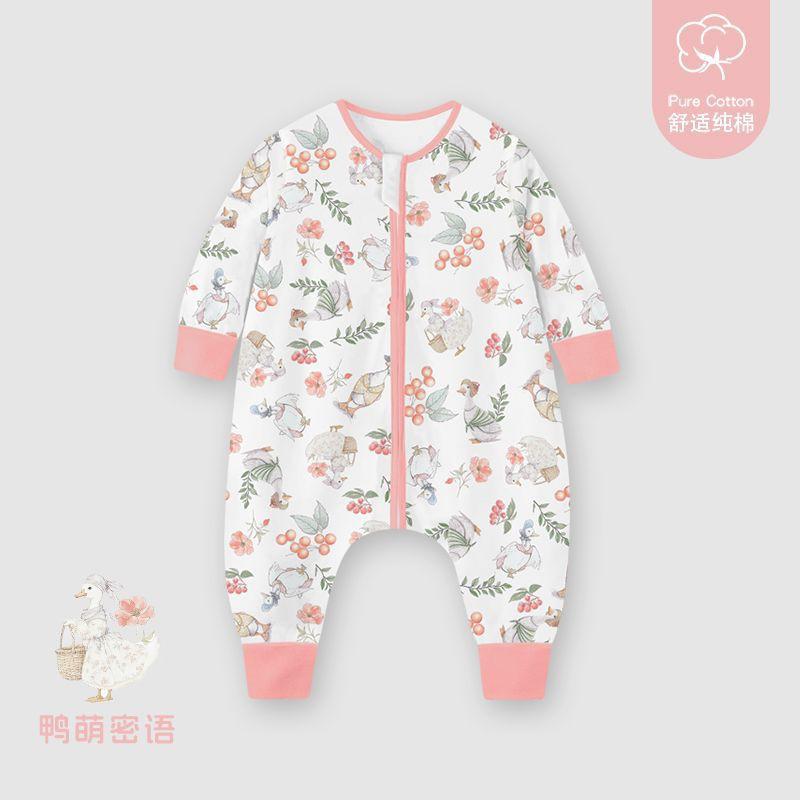 Cotton Toddler Sleepsuit With No-Seam Design Easy Rolling Fall Pajamas Girls Boys 1-8 Years