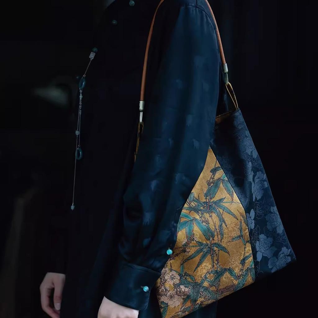 Xiangyunsha, новый китайский стиль, универсальный чай и старинный костюм, художественный, большой размер, сумка на одно плечо подмышкой, ручная сумка для хранения, тканевая сумка