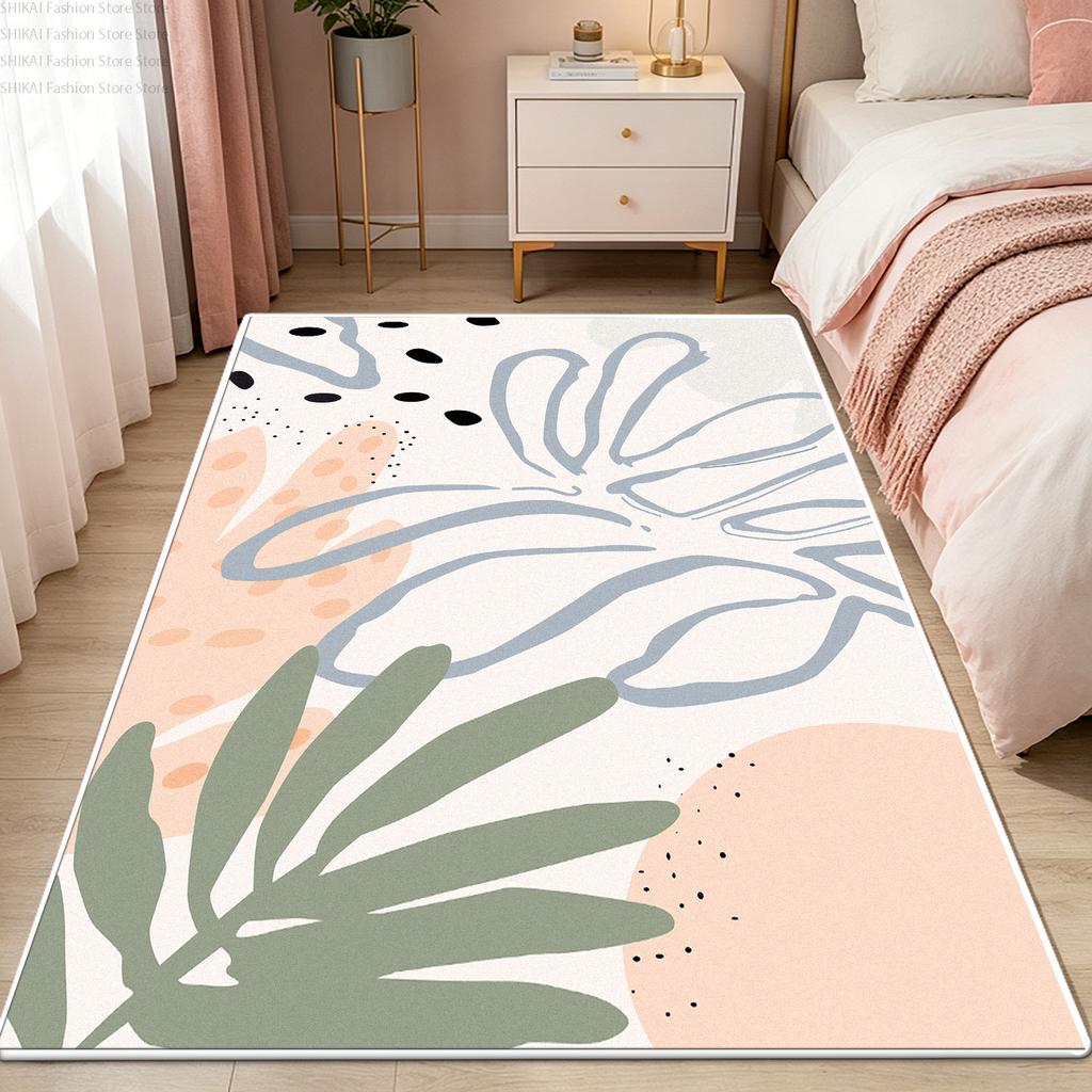 Modern Abstract Art Style Living Room Carpet Decoration Bedside Washable Fluffy Cute Rug Short Velvet Antiskid Entrance Foot Mat