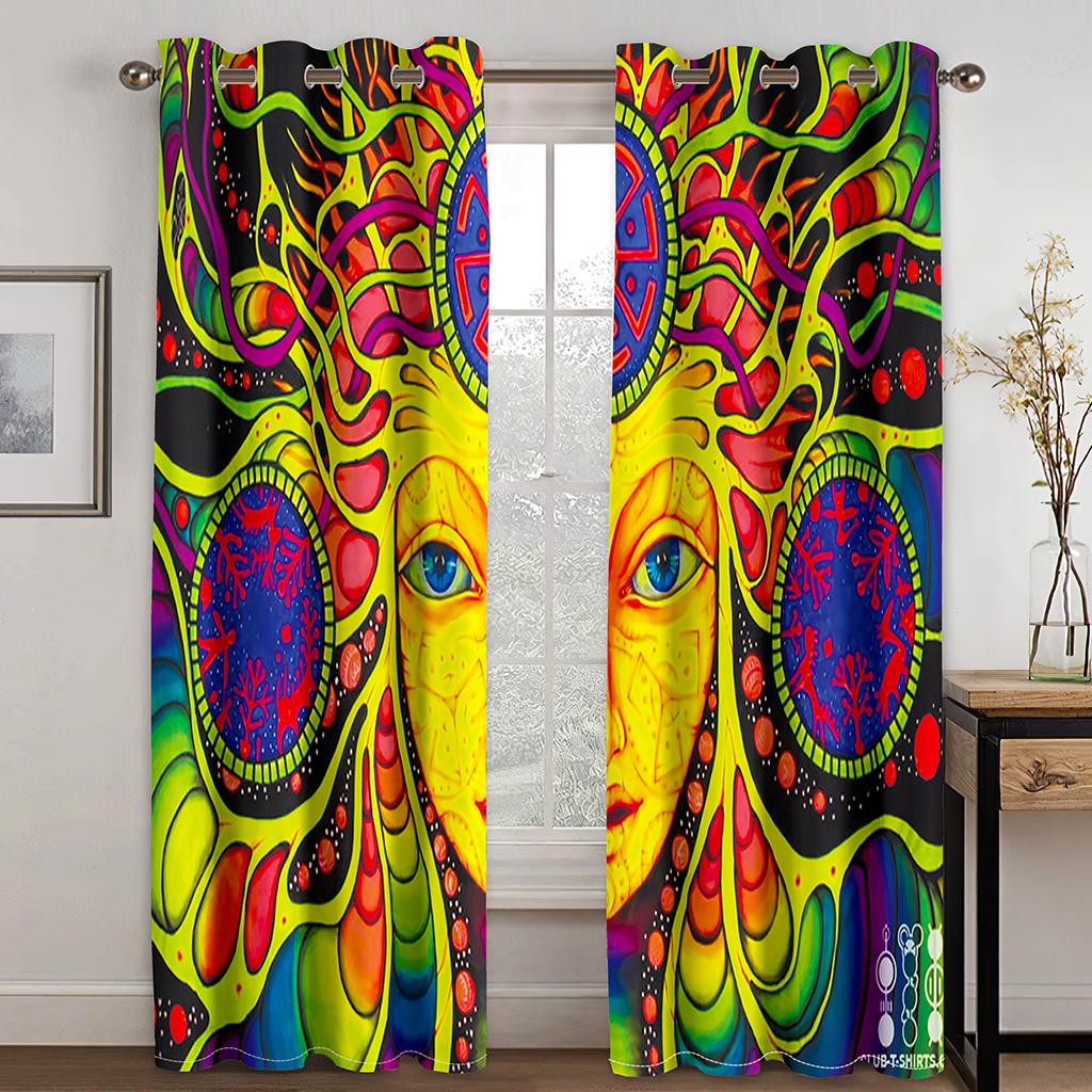 Floral Butterfly Print Drapes Grommet Curtains for Bedroom Living Room Decor with Hooks Rod Pocket