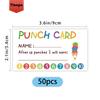 50 Adorable Punch Cards ‘Loyalty Reward Cards’, 3.6X2 Inch Teacher, Behaviour Reward Cards, Small Cards, Incentive Punch Cards