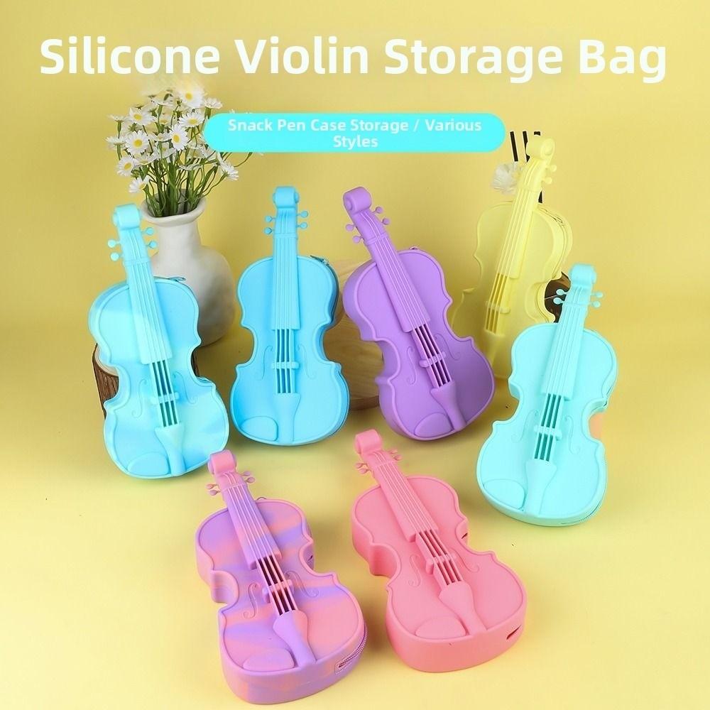 High Appearance Level Violin Pen Bag Zipper Closure Guitar Creative Pen Box Children Stationery