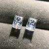 Choucong Brand New Sparkling Luxury Jewery Solitaire 925 Sterling Silver Princess Cut Multi Color 5A Zircon Women Stud Earring