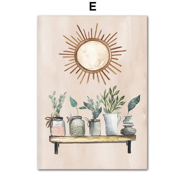 Современная скандинавская ваза Monstera в стиле бохо, подорожник, комнатное растение, настенная живопись на холсте, постеры и принты, фотографии для декора гостиной