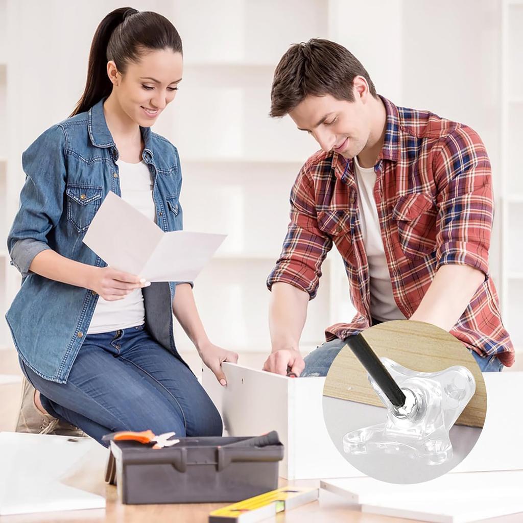 20 Pcs Clear Butterfly Corner Code Removable Corner Brace Right Angles Brackets with Screwdriver and Screws Durable