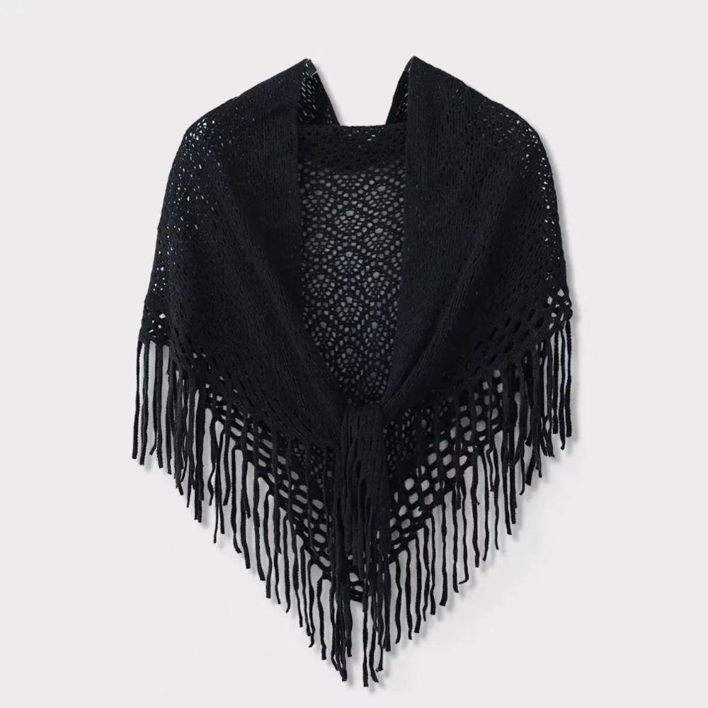 Cloak Knitted Triangle Scarf Cape Fart Curtain Simple Hollow Out Scarves Female