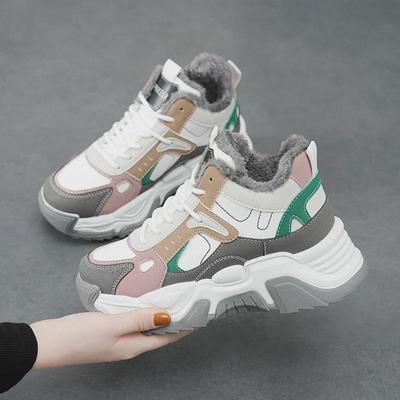 Зимние хиты продаж 2025 года, женские повседневные кроссовки белого цвета на толстой подошве NK306