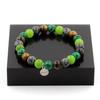 Stones and Minerals. Labradorite + Peridot + Tiger's Eye + Malachite 8 Pearl Bracelet Made In France.