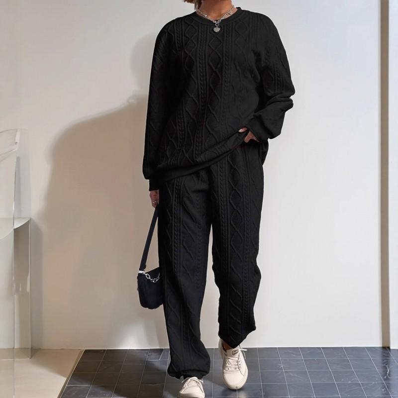 Womens Casual 2-Piece Set Long Sleeve Top Sweatpants Loungewear