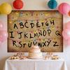 Рустикальный Алфавитный Фон Ретро Цветной Гирляндный Свет Алфавитный Фон Тема Вверх Ногами Фотореквизит для Хэллоуина Принадлежности для Вечеринки по Случаю Дня Рождения
