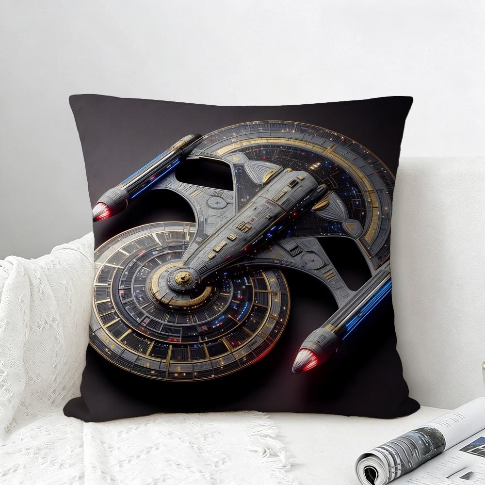 TV Series Star Trek Ship Cushion Cover Natural Linen Pillowcase Set AllinOne Decor for Sofa Bedroom Chair