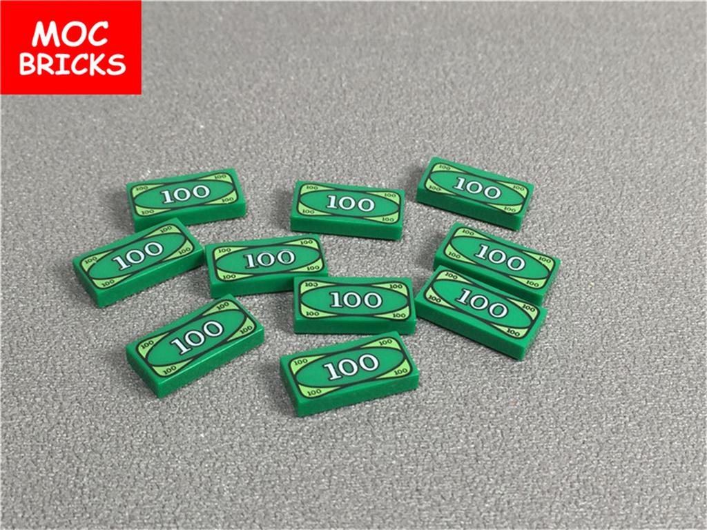 Нетоксичные кубики Moc Город Ужасов Золотой Серебряный Пистолет для Денег Монеты Мешок с Долларами Портфель Фигурка 4 см Аксессуары Полиции Строительный Блок Детские Игрушки