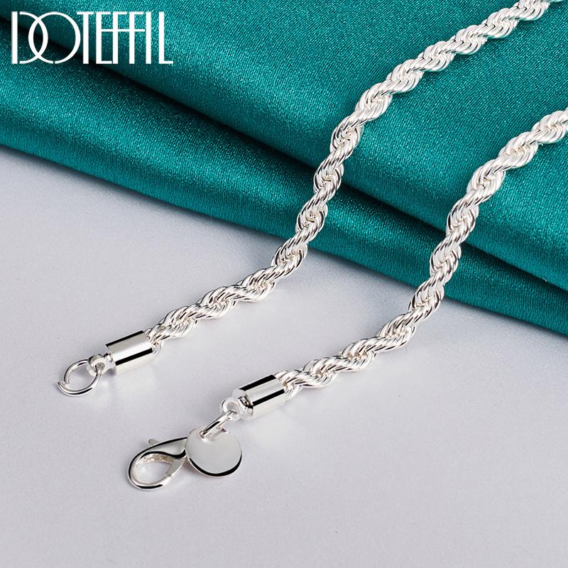 Silver 16-24 Inch 4mm Twist Necklace Fashion Jewelry
