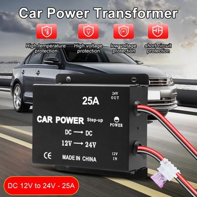 DC 12V к 24V Автоаксессуары Повышающий мощность Автомобильный трансформатор Преобразователь мощности Адаптер-повыситель напряжения Высокая мощность 25А Для дома на колесах, грузовика, прицепа, фургона
