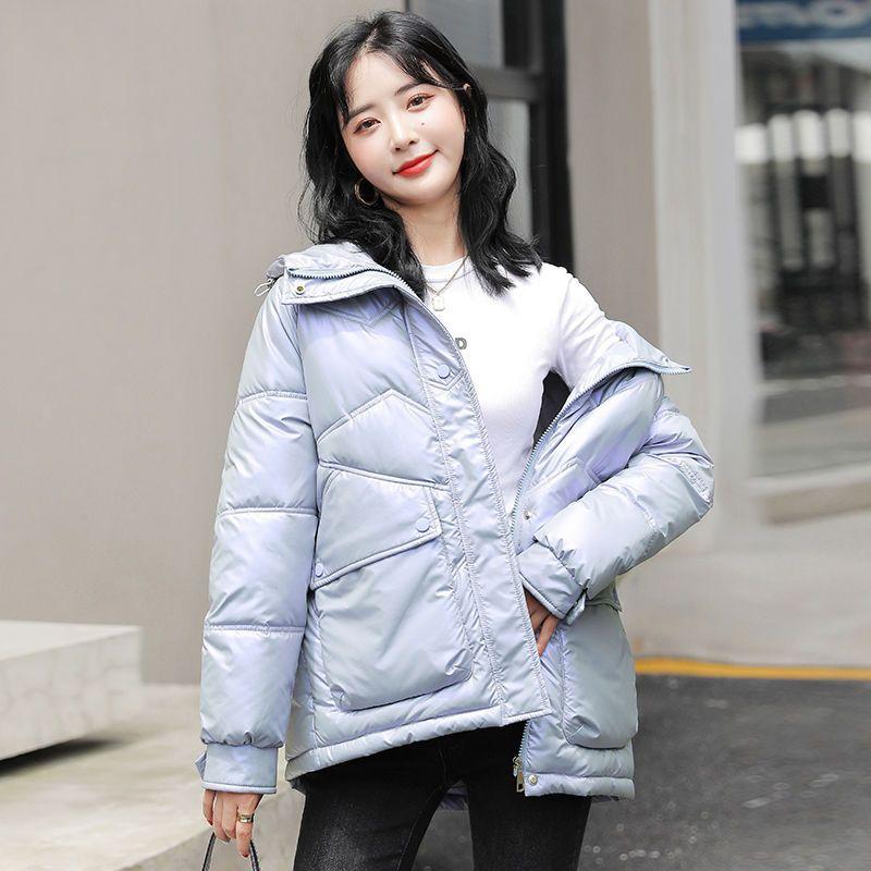 Стеганая куртка женская Tide Ins Winter New Glossy Short Jacket Утолщенная свободная хлопковая подстежка Одежда в иностранном стиле с хлопковой подстежкой