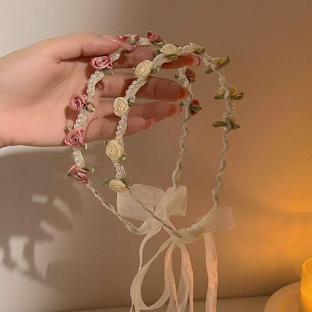 Украшение для волос Головной убор Свадебная гирлянда Цветочный венок Имитация жемчуга Украшение для волос Свадебный головной убор