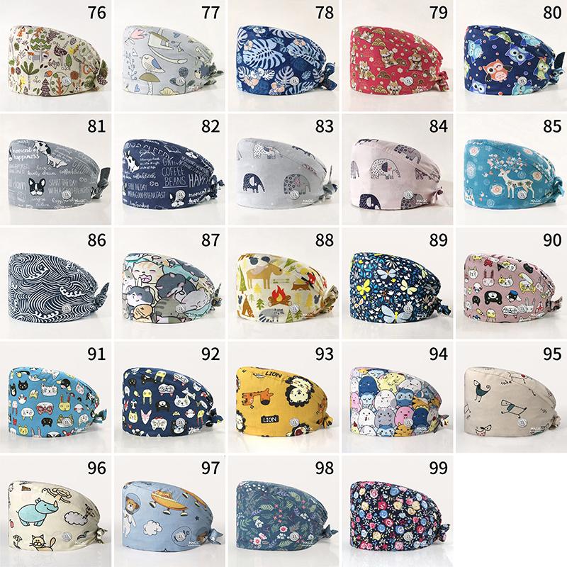 99 стилей эластичная шапка медсестры хирургическая шапка хлопковая маслостойкая пылезащитная регулируемая начес с принтом