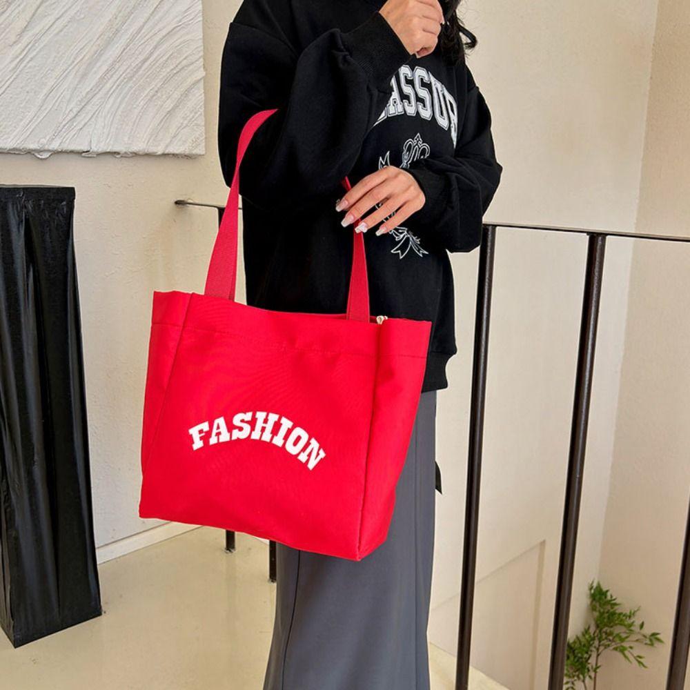 Nylon Canvas Tote Bag Printed Letter Shoulder Bag Fashion Simple Handbag  Streetwear