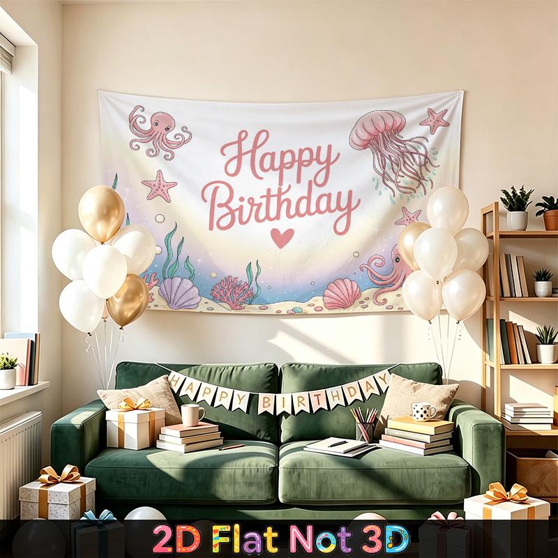 Party Backdrop Birthday Pink Ocean Photo Booth Background Front Door Decor