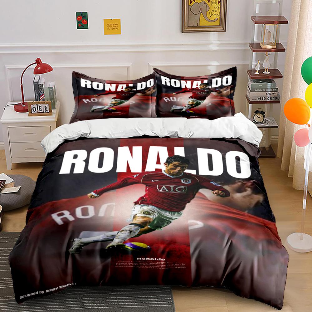 "Red Soccer Player Bedding Set Design" Bedding set (1 duvet cover, 2 pillowcases, duvet not included)