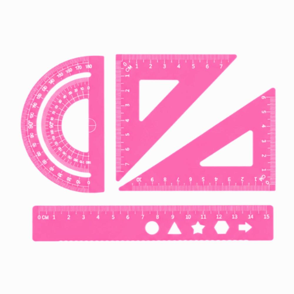 Triangle Ruler Metal Ruler Set Protractor Student Geometry Set Maths Drawing Kit Kids Learning