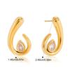 Yori Delicate Shiny White Cubic Zirconia Spiral Teardrop Earrings for Women High Quality Stainless Steel Daily Jewelry Gift