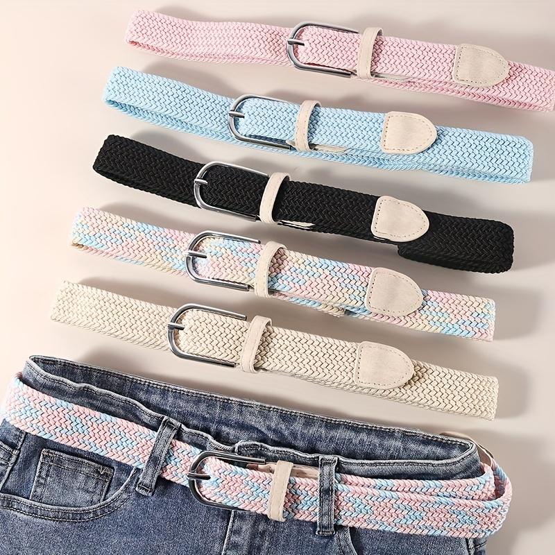 No punching colorful belt women's versatile jeans canvas belt woven elastic elastic pin buckle student lazy cloth belt