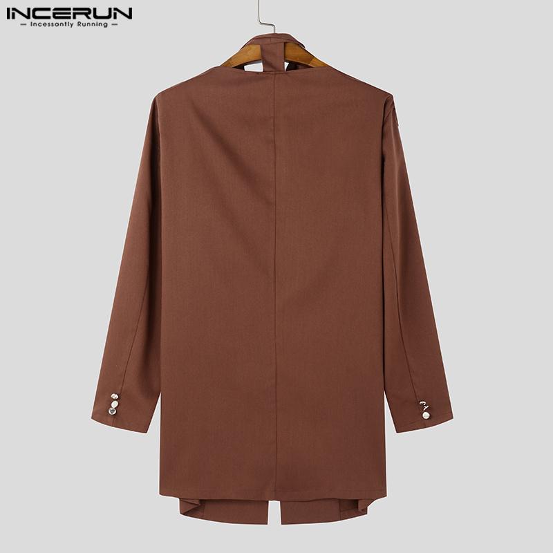 INCERUN Мужские весенние пальто с открытыми плечами и длинным рукавом, блейзер