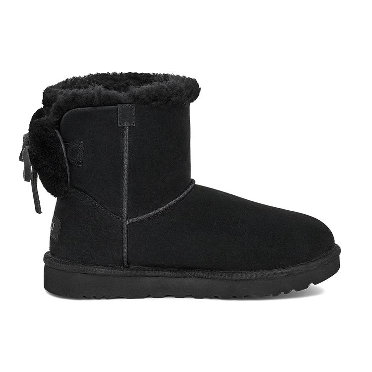 UGG Классические мини-сапоги с двойным бантом, теплые, удобные, повседневные, короткие, женские, черные 1127130-BLK