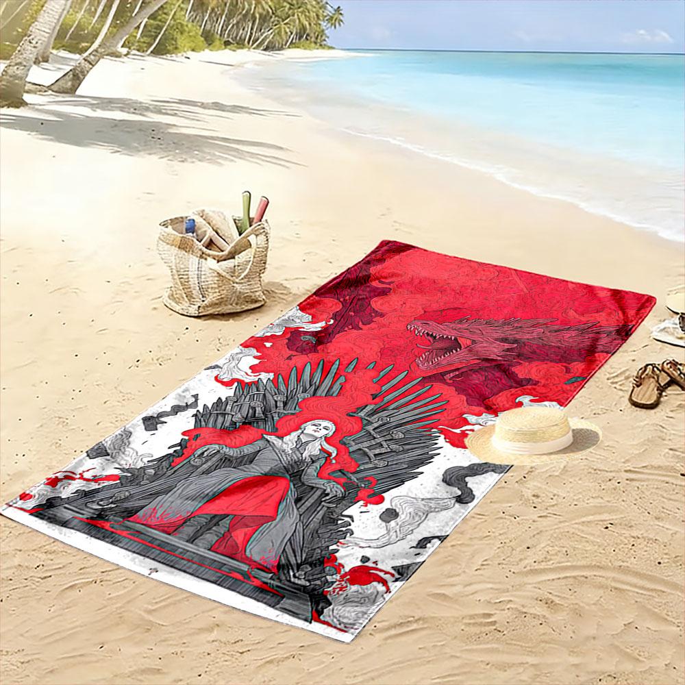 Dragon Throne Fantasy Design Beach Towel Quick-drying for Travel Outdoor Sports Jogging Beach and Swimming