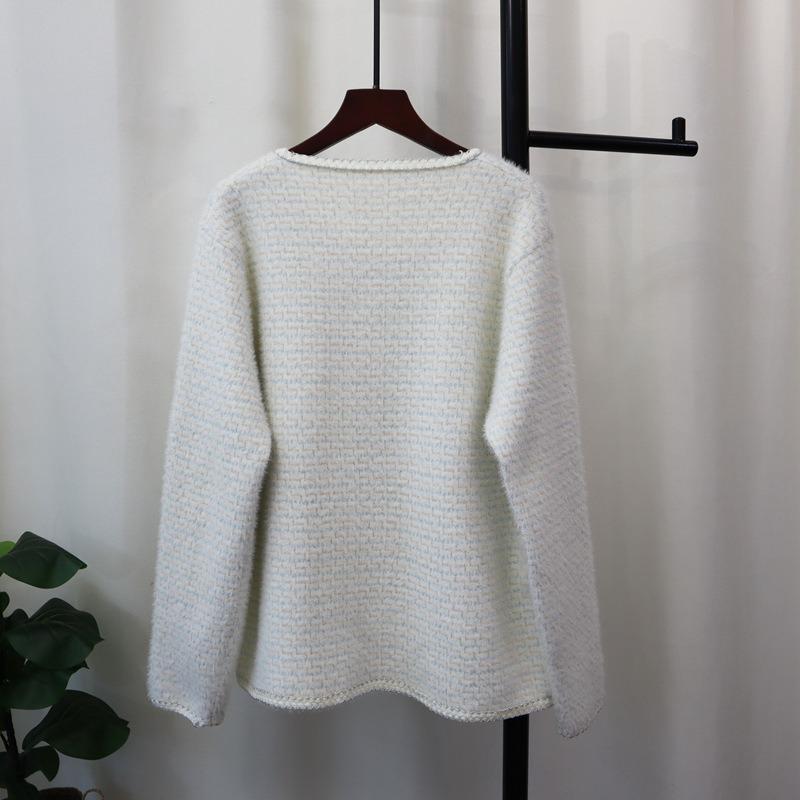 Вязаный кардиган из искусственного норкового бархата, новый свободный дизайн, свитер-куртка для женщин, осень-зима