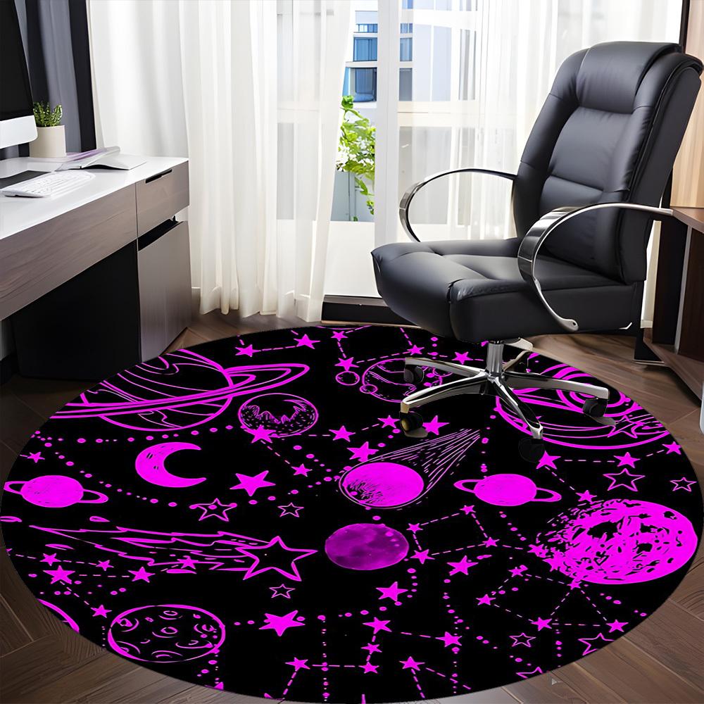 1pc Cosmic Pattern Carpet, Round Non Slip Durable Large Size Office Carpet, Suitable for Office