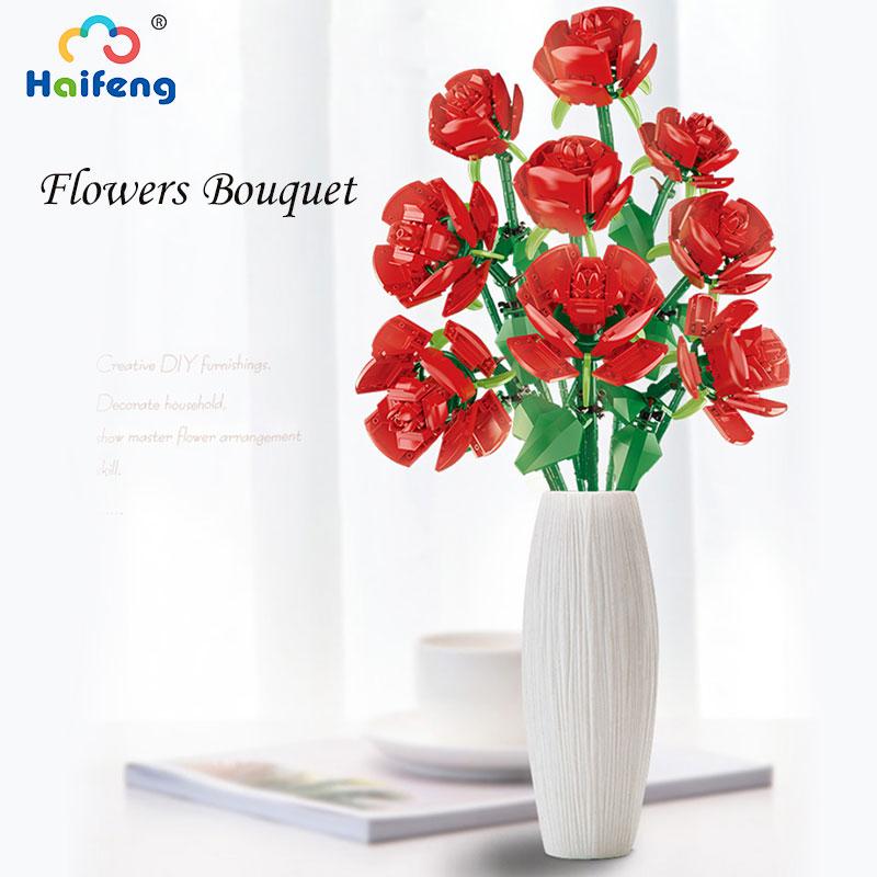 Строительные блоки «сделай сам», букет роз, подарки для девочек, предметы интерьера, сборка кирпичей для подруги и мамы, рождественский подарок