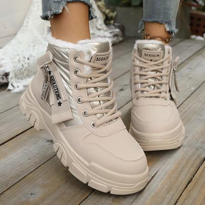 Женские ботильоны Новые теплые плюшевые высокие хлопковые туфли Модные туфли на платформе Спортивная обувь Водонепроницаемые с увеличением высоты Зимние ботинки