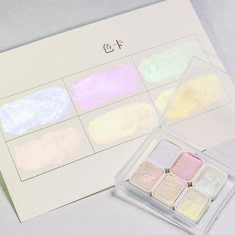 1 мл 6-цветная серия Pearl Ручной набор твердых акварельных красок Художественная роспись ногтей Декоративная акварель