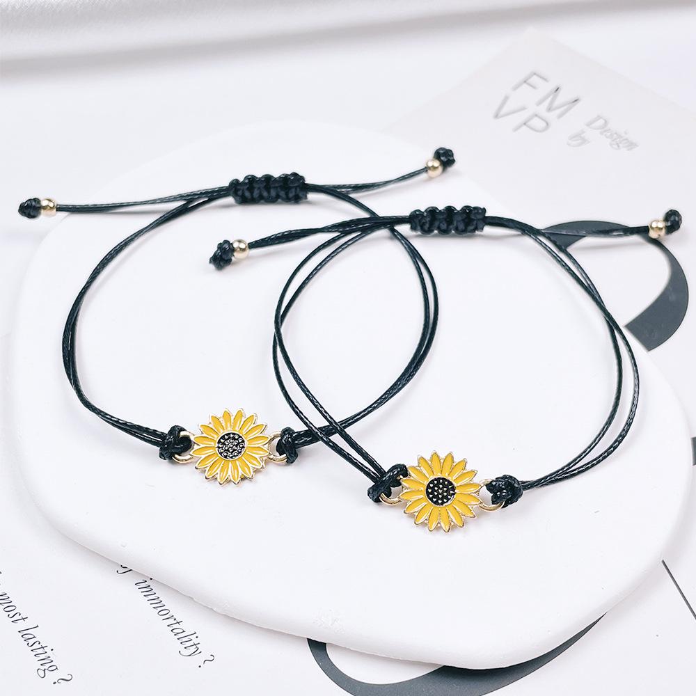 Sunflower Friendship Bracelet: Handmade Woven Adjustable Daisy Design