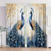 2 Pieces Of Golden Peacock Printed Curtains, Pole Bag Curtains, Home Decoration, Room Decoration