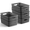 Plastic Storage Baskets - 8 Pack, Gray, Durable, Easy To Use, Flexible, Multi-Purpose, Ideal for Closets, Cabinets, Shelves, Countertops