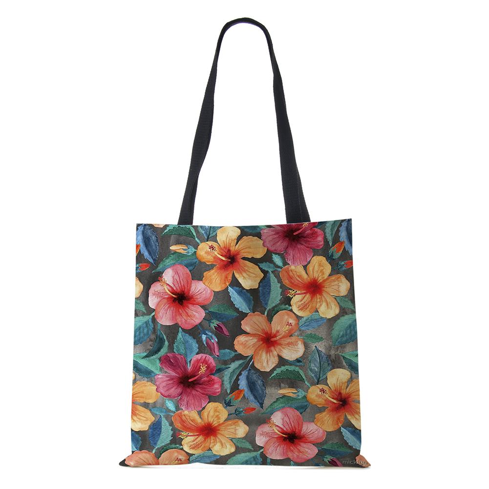 Сумка через плечо с растениями и цветами, пейзаж 2022, женская многоразовая холщовая сумка-тоут для покупок, простая повседневная складная сумка большой вместительности