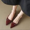 Pointed Toe Sexy Mid Heels Party Shoes Women Sandals Designer Summer Brand Pumps Slingback Casual Shoes Dress Slippers 2024 New
